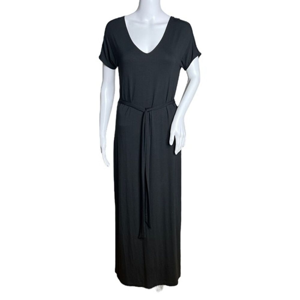 Banana Republic Dress Womens Small Black Maxi Factory Basic Neutral Minimalist